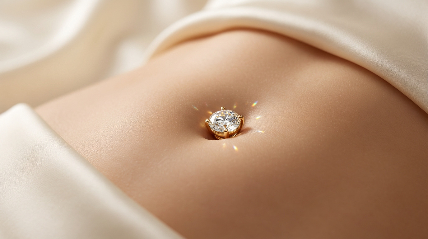 piercing nombril en diamant