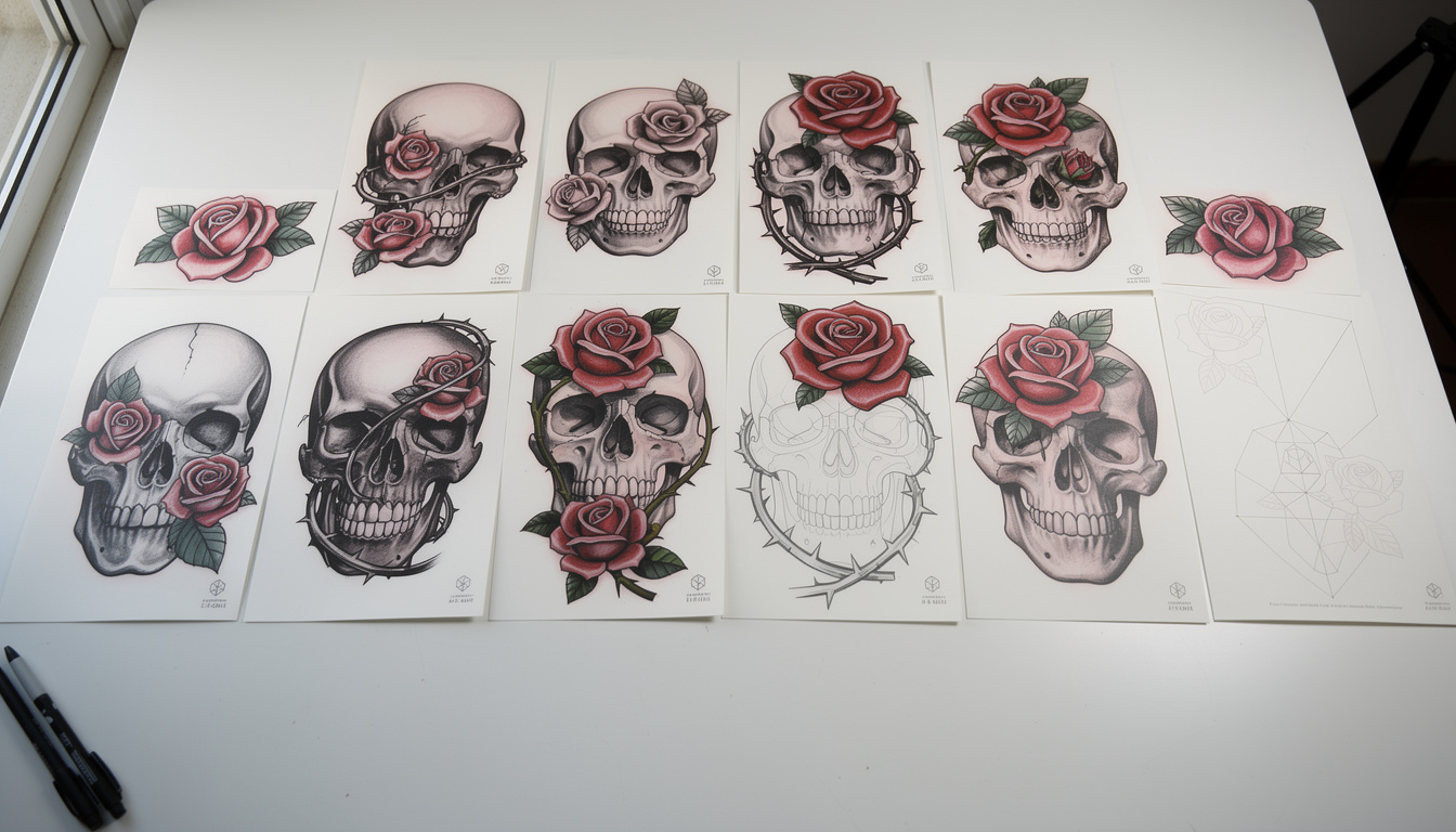 découvrez les symboles et significations du tatouage tête de mort et rose, un motif alliant contraste et profondeur, entre vie, mort et beauté. explications détaillées.