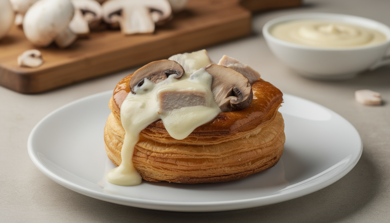 découvrez la recette classique du vol-au-vent au poulet, champignons et sauce béchamel, expliquée pas à pas pour un plat savoureux et facile à réaliser.